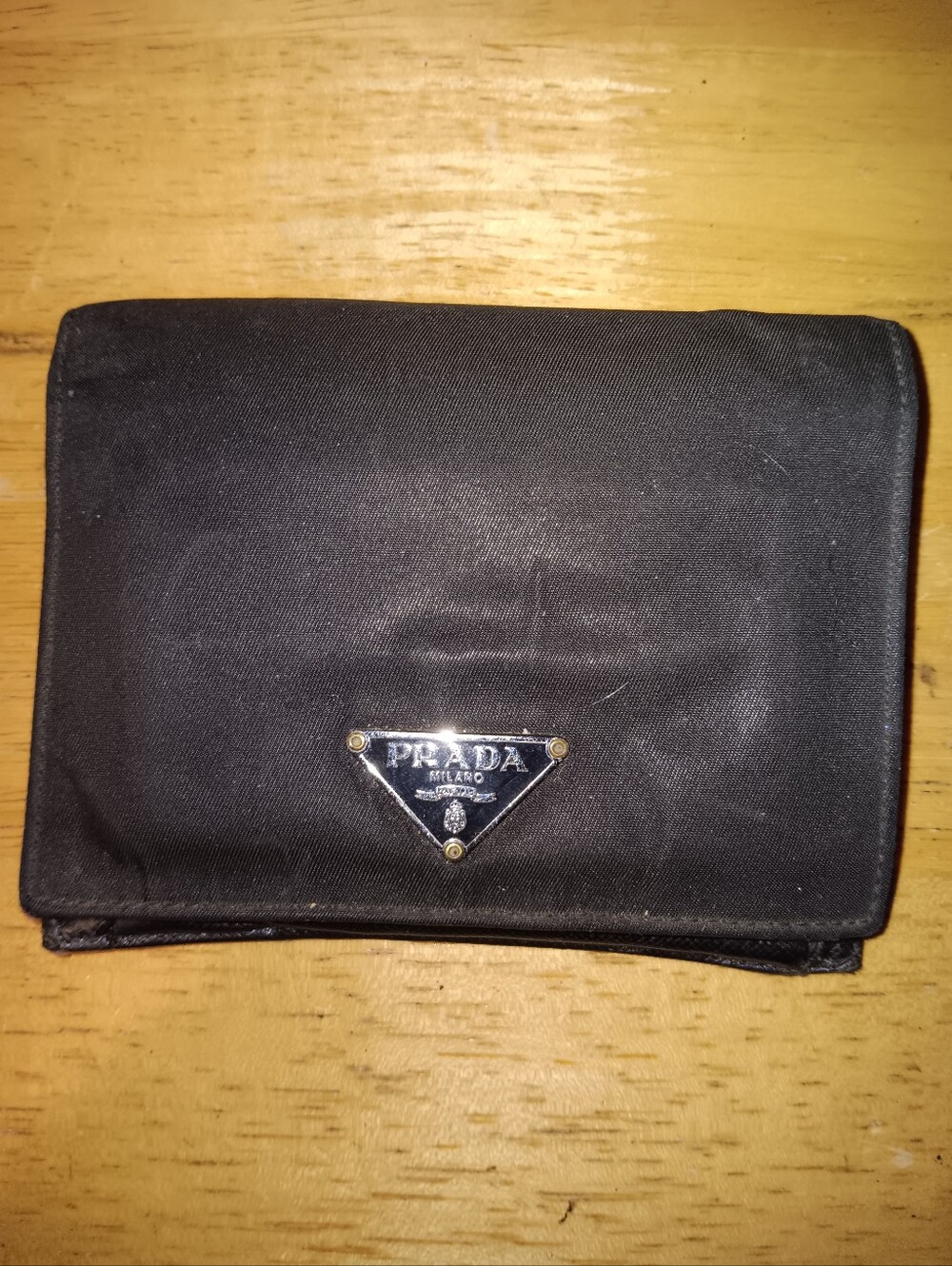 Prada Black Nylon Triangular Logo Wallet